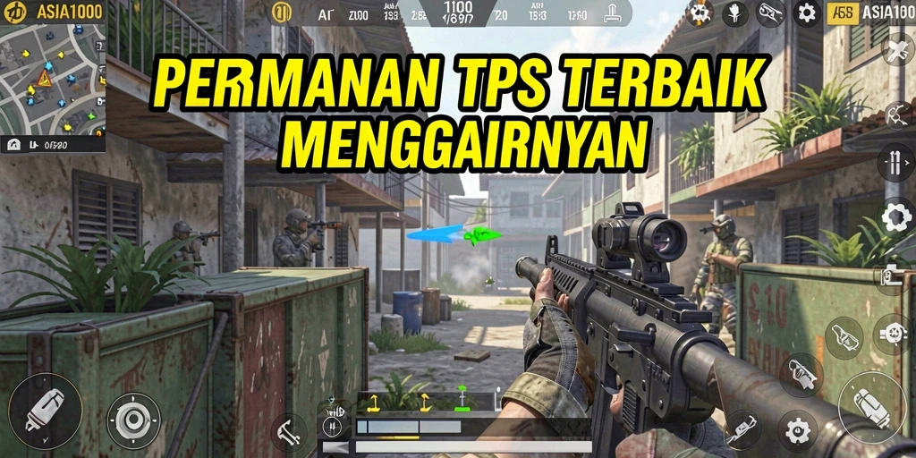 Tangkapan layar menunjukkan aksi tembak-menembak seru di ASIA100.
