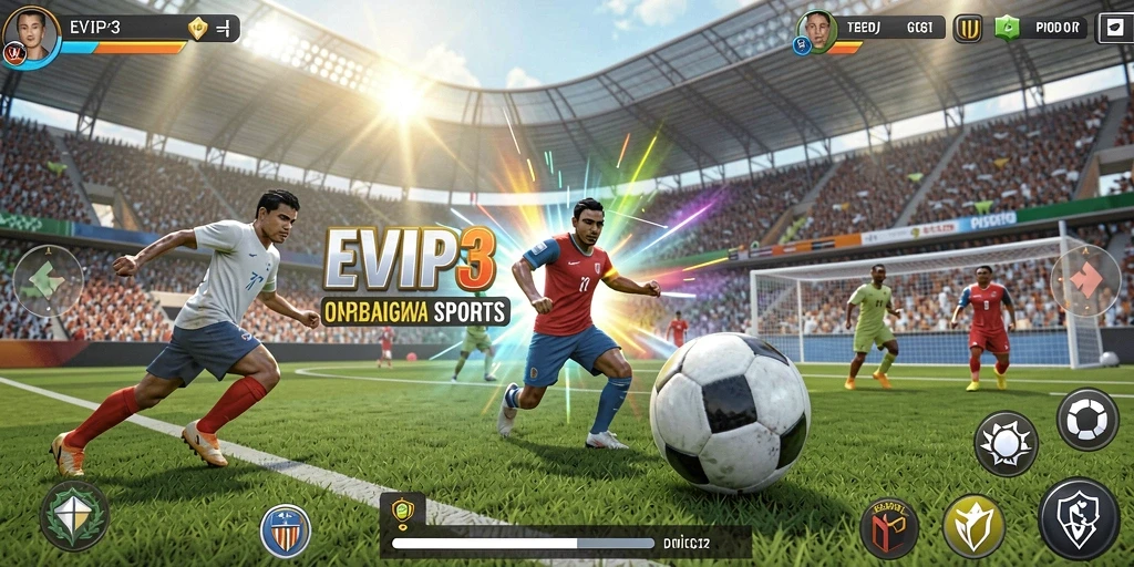 Screenshot dari gameplay EVIP3 yang menunjukkan aksi seru olahraga.