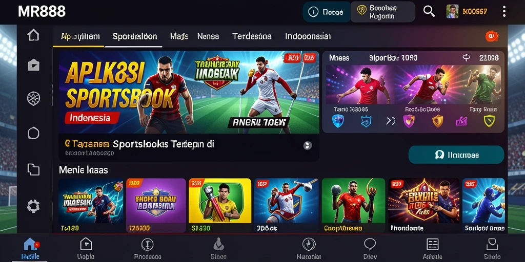Tampilan screenshot utama MR888 saat melakukan taruhan pada pertandingan olahraga.