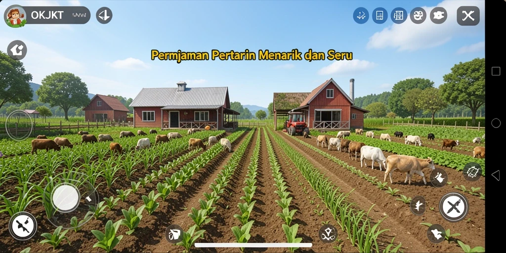 Screenshot dari gameplay Farming yang menarik dan realistis di OKJKT.