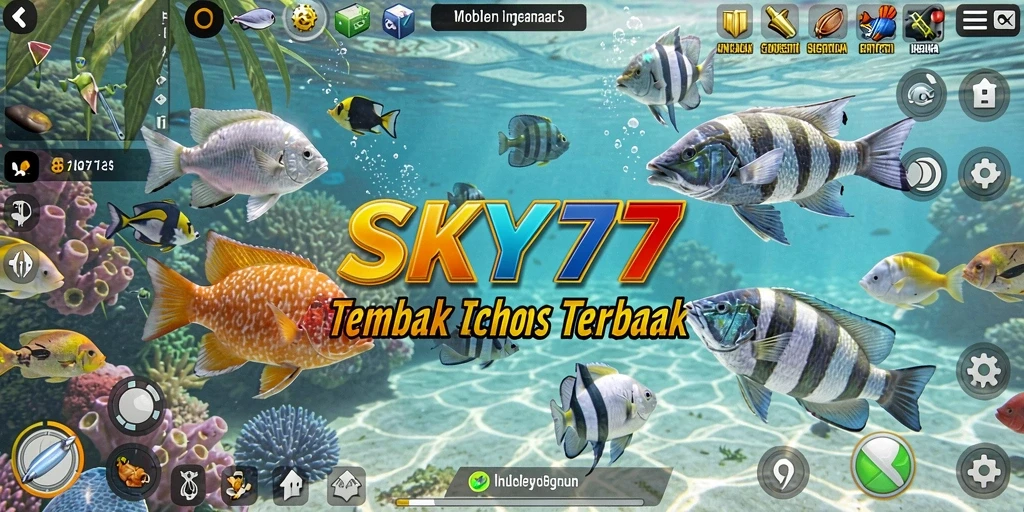 Tampilan screenshot menunjukkan aksi menembak ikan yang seru dan menantang di SKY77.